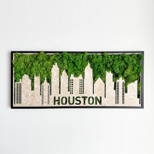 SEVOBAL Wall Art Houston Moss City Silhouette Metal Art for Contemporary Chic Home Indoor Decor with Flair, Green, 36.3"*18"*4" - 1 of 4
