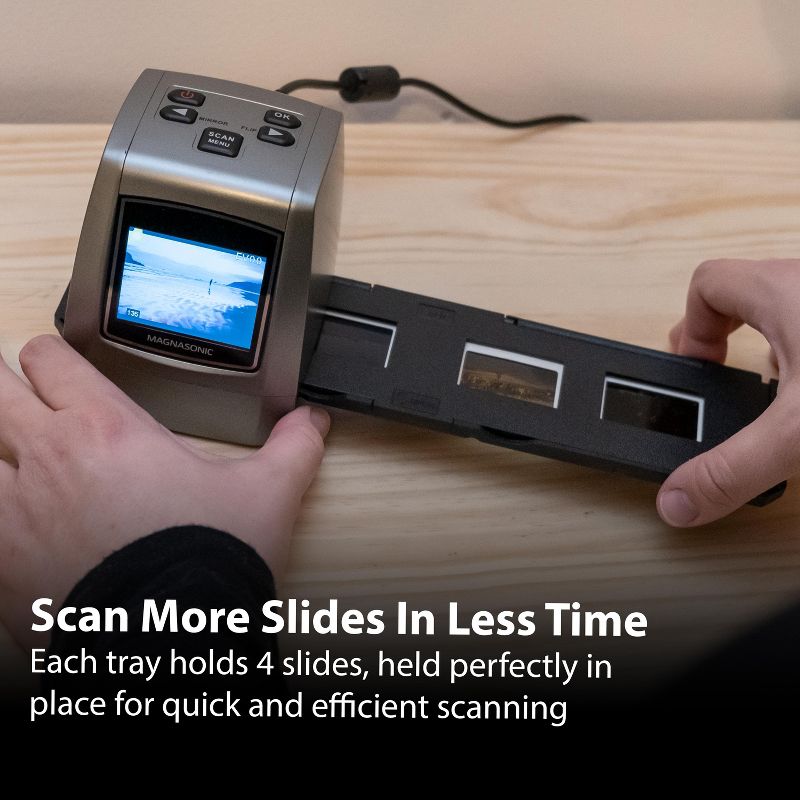 Magnasonic Long Tray Slide Film Holder for 35mm Compatible Film Scanners, Holds 4 Slides, Easy to Use - Set of 3 - Black, 3 of 9