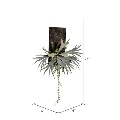 Vickerman 26" Artificial Staghorn Fern on Wooden Plaque.