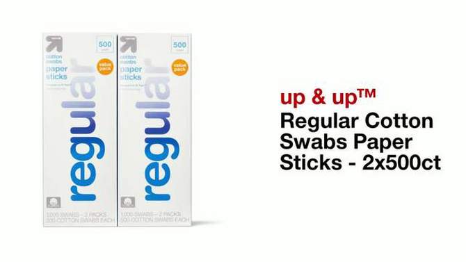 Regular Cotton Swabs Paper Sticks - 2x500ct - up &#38; up&#8482;, 2 of 6, play video