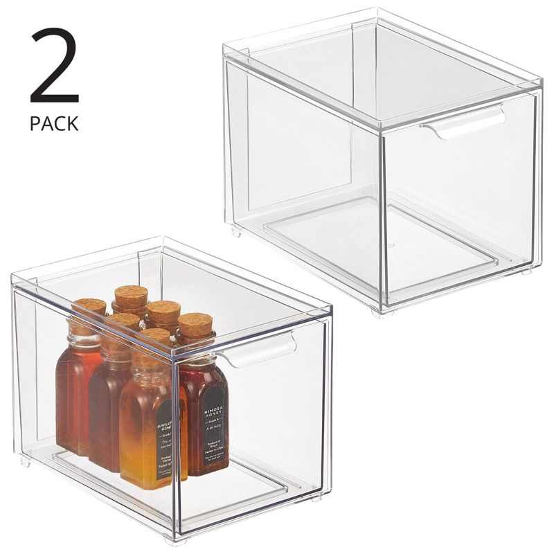 mDesign Stacking Plastic Storage Kitchen Bin with Pull-Out Drawers, 2 of 12