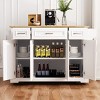 Kitchen Carts and Islands with Rubber Wood Drop Leaf, 4 Doors, 3 Drawers, Rolling Storage Island on Wheels for Kitchen or Dining Room-The Pop Home - 2 of 4