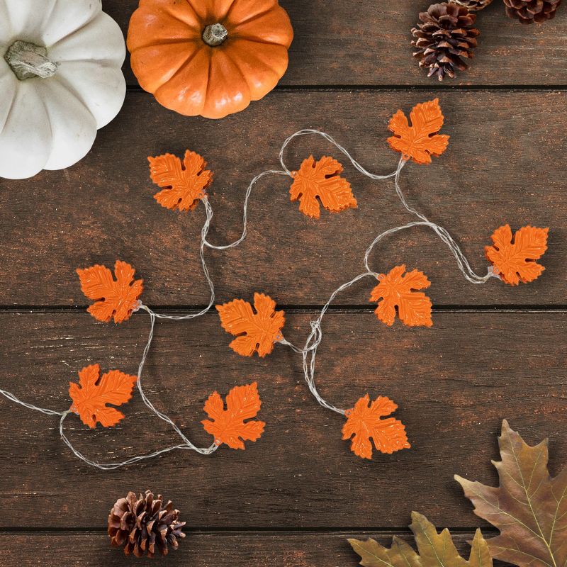 Northlight 10-Count Orange LED Fall Harvest Maple Leaf Fairy Lights, 5.5ft, Copper Wire, 5 of 7