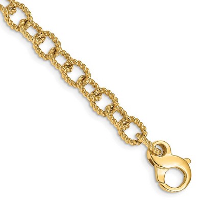 Black Bow Jewelry 14k Yellow Gold, 6.5mm Twisted Cable Link Chain Bracelet