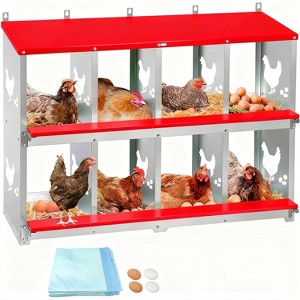 Coucheta Chicken Nesting Box, Wall Mount/Free Standing Poultry Nest for Chickens, Metal Chicken Laying Boxes with Perch, Secure Lid, Vented Holes - 1 of 2