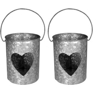 Amber Fight Gear Heart Metal Votive Handmade Candle Holders-Decorations for Home, Table, Party Set of Two 4”X4”,Metal - 1 of 4