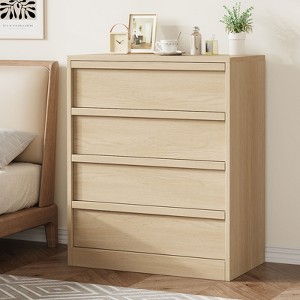 Garvee 4 Drawer Dresser for Bedroom, Natural Nightstand 4 Chest of Drawers with Large Storage, Small Bedside Table for Living Room, Nursery, Entryway - 1 of 4