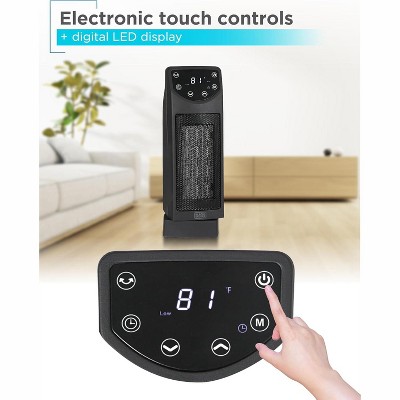 Black Ceramic Tower Heater with Remote and Adjustable Thermostat