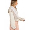 Women's Cut Sew Multi Fabric Hooded Button Down Shacket - POL - 2 of 4