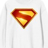 Superman Movie 2025 S Letter inside Diamond Shape, Red and Yellow Emblem, Symbol, Superhero, Power, on White Long Sleeve Adult Crew neck - 2 of 3