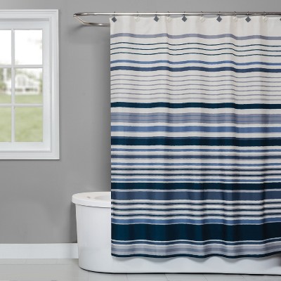 Cubes Striped Shower Curtain Blue - SKL Home