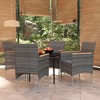 vidaXL 5 Piece Patio Dining Set with Cushions - Gray and Black, 31.5" Table Length, 4 Chairs - 2 of 4