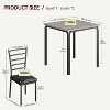 Jojoka Modern 5-Piece Rectangular Dining Table Set for 4 with Upholstered Cushioned Chairs, Space-Saving Black Kitchen, Gray - 2 of 4