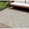 Taupe And Ivory Geometric Washable Indoor Outdoor Area Rug - 2 of 4