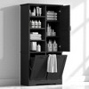 Tall Bathroom Storage Cabinet with Door, 2 Tilt-Out Laundry Hampers, Adjustable Shelves & Open Rack for Bathroom or Laundry Room - 2 of 4