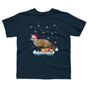 Boy's Design By Humans X-Mas Fox Christmas Lights Funny Wild Animal Design Gift T-Shirt By NekoShop T-Shirt - 1 of 3