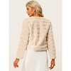 Allegra K Women's Winter Warm Cropped Collarless Faux Fur Fluffy Jacket - 4 of 4