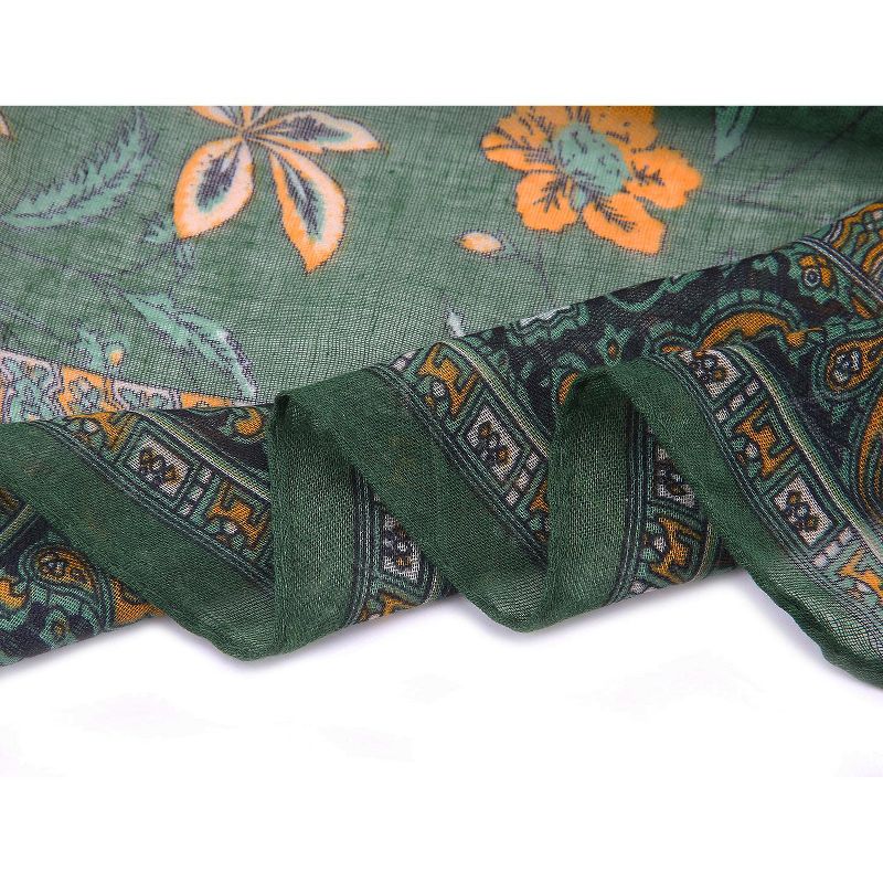 Allegra K Large Balinese Yarn Floral Print Scarves Beach Shawl Vintage Style Swimwear Wraps for Women, 4 of 7