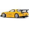 Mazda RX7 (FD) "RE Amemiya" Widebody RHD (Right Hand Drive) Yellow with Carbon Hood 1/64 Diecast Model Car by Pop Race - 4 of 4