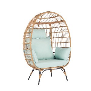 Wicker Egg Chair, Indoor Outdoor Lounger, With 5 Cushions, Egg Chair, Garden Rattan Egg Chair, For Patio, Backyard, Living Room, Bedrooms, Garden - 1 of 4