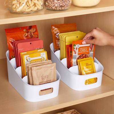 White BPA-Free 4-Tier Kitchen Packet Organizer Bin