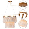C Cattleya 1-Light Yellow Ochre Cotton Fringes Tiered Chandelier Ceiling Light - 3 of 4