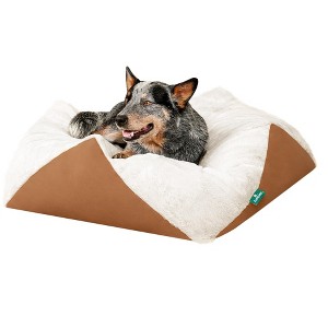 FurHaven Stone-Embossed Faux Fur Pouf Pet Bed for Dogs and Cats - 1 of 4