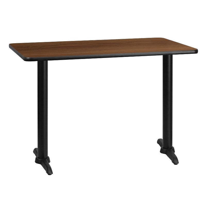 Flash Furniture 30'' x 42'' Rectangular Walnut Laminate Table Top with 5'' x 22'' Table Height Bases, 1 of 3