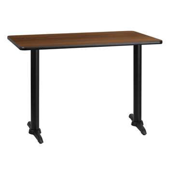 Flash Furniture 30'' x 42'' Rectangular Walnut Laminate Table Top with 5'' x 22'' Table Height Bases