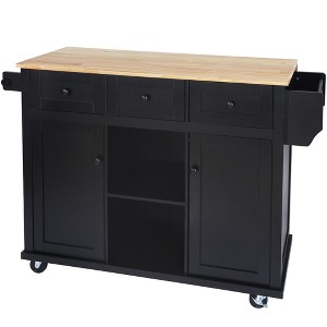NicBex 3 Drawer Rolling Kitchen Island Cart with 3 Cabinets and Drop Leaf,Kitchen Island on Wheels with 2 Racks,Modern Island Table for Kitchen - 1 of 4