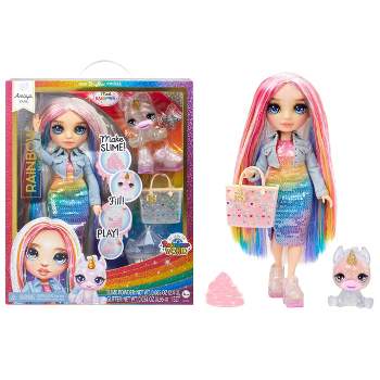 Rainbow High Amaya with Slime Kit & Pet 11'' Shimmer Doll with DIY Sparkle Slime, Magical Yeti Pet and Fashion Accessories Rainbow