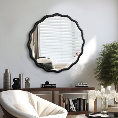 ALEXOUN Solid Wood Wavy Bathroom Mirror Wall Decor Modern Mirror Wall Decor for Bathroom, Bedroom, Living Room,Cloakroom