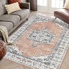 Vintage Floral Washable Rug - Low-Pile Non-Slip Carpet Stain Resistant Machine Washable for Living Room Bedroom Bathroom Entryway - 2 of 4