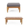 FIONECA Mid-Century Modern Ottoman & Coffee Table Set, Solid Wood Frame with Water-Resistant Cushions, Living Room or Patio Use - 3 of 4