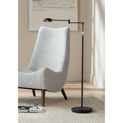Adjustable Black Metal Pharmacy LED Floor Lamp with Oval Shade
