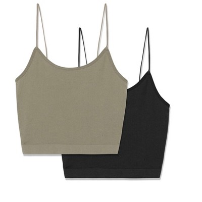 WallFlower Women's Insta Smooth Sunny Seamless Rib Crop Tank 2 Pack