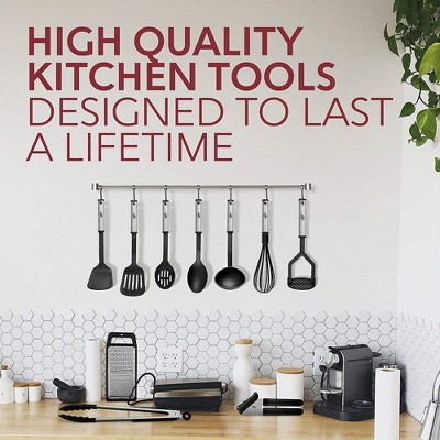 JOYTABLE Kitchen Utensils Set, 24 PC Nylon Black Cooking Gadgets Set with Stainless Steel Handles — фото 4