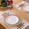 Handmade Boho Placemats Set of 6 - Natural Cotton Burlap and Water Straw Woven Combination Table Mats - 3 of 4