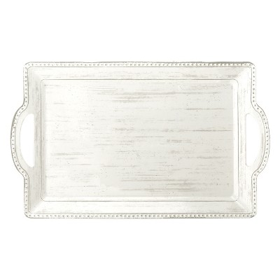 Zak Designs French Country House Melamine Serving Tray, Durable and BPA Free (21 inches, Lavage Oyster)