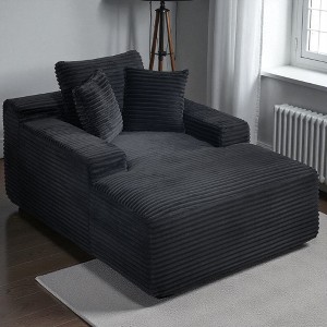 Mshliw 67" Oversized Chaise Lounge Chair with Wide Armrest,Deep Seat Corduroy Sleeper Sofa with 3 Pillows,Convertible Boneless Sofa Bed,No Assembly - 1 of 4