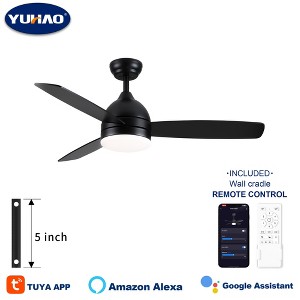 YUHAO 42 in. Indoor Modern Contemporary Matte White ABS Blades Integrated Dimmable LED Ceiling Fan with Light and Remote Control - 1 of 4