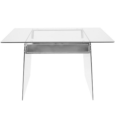 Glacier Contemporary 47'' Clear Tempered Glass Home Office Desk