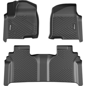Floor Mats Fits 2019–2025 Silverado/Sierra 1500 & 2020–2025 2500HD/3500HD Crew Cab w/ Underseat Storage, All-Weather TPE Liners - 1 of 4