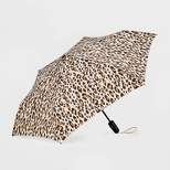 ShedRain Auto Open Auto Close Compact Umbrella - Tan Leopard Print