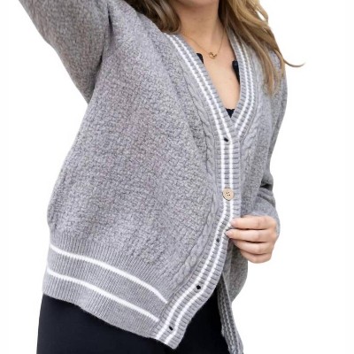 Women's Bruges Baseball Cardigan - LAVENDER J