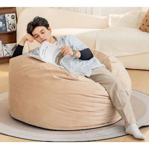 CAVINAS Bean Bag Chair, 4 Foot Luxurious Velvet Lazy Sofa with High-Rebound Memory Foam for Adults, Camel - 1 of 4