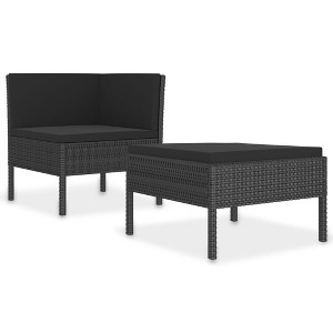 vidaXL Garden Furniture Set Black PE Rattan, Powder-Coated Steel - 1 of 4