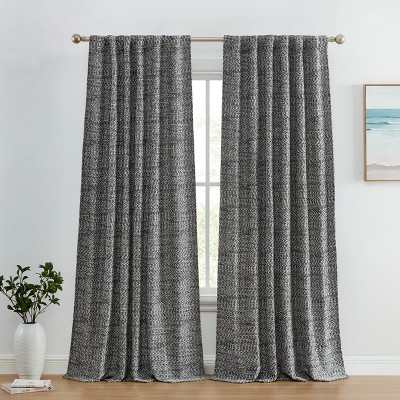 HLC.ME Easton Jacquard Slub Texture - Privacy Curtains with Back Tab Rod Pocket Window Curtains Panels, Set of 2