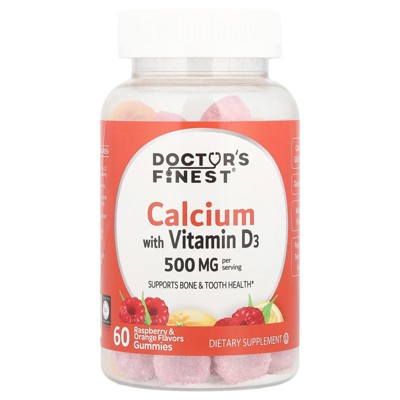 Doctor's Finest Calcium with Vitamin D3 Gummies, Raspberry & Orange, 60 Gummies