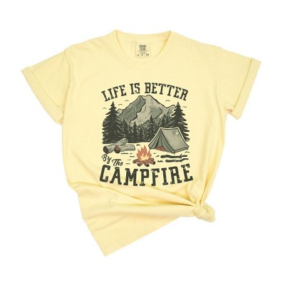 Simply Sage Market Women's Life Is Better By The Campfire Tent Short Sleeve Garment Dyed Tee